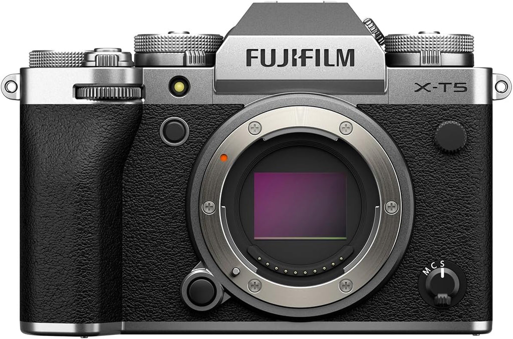 Fujifilm X-T5 Mirrorless Camera, Silver Bundle with 128GB SD Card, Shoulder Bag, Extra Battery, Charger, Screen Protector, Cleaning Kit