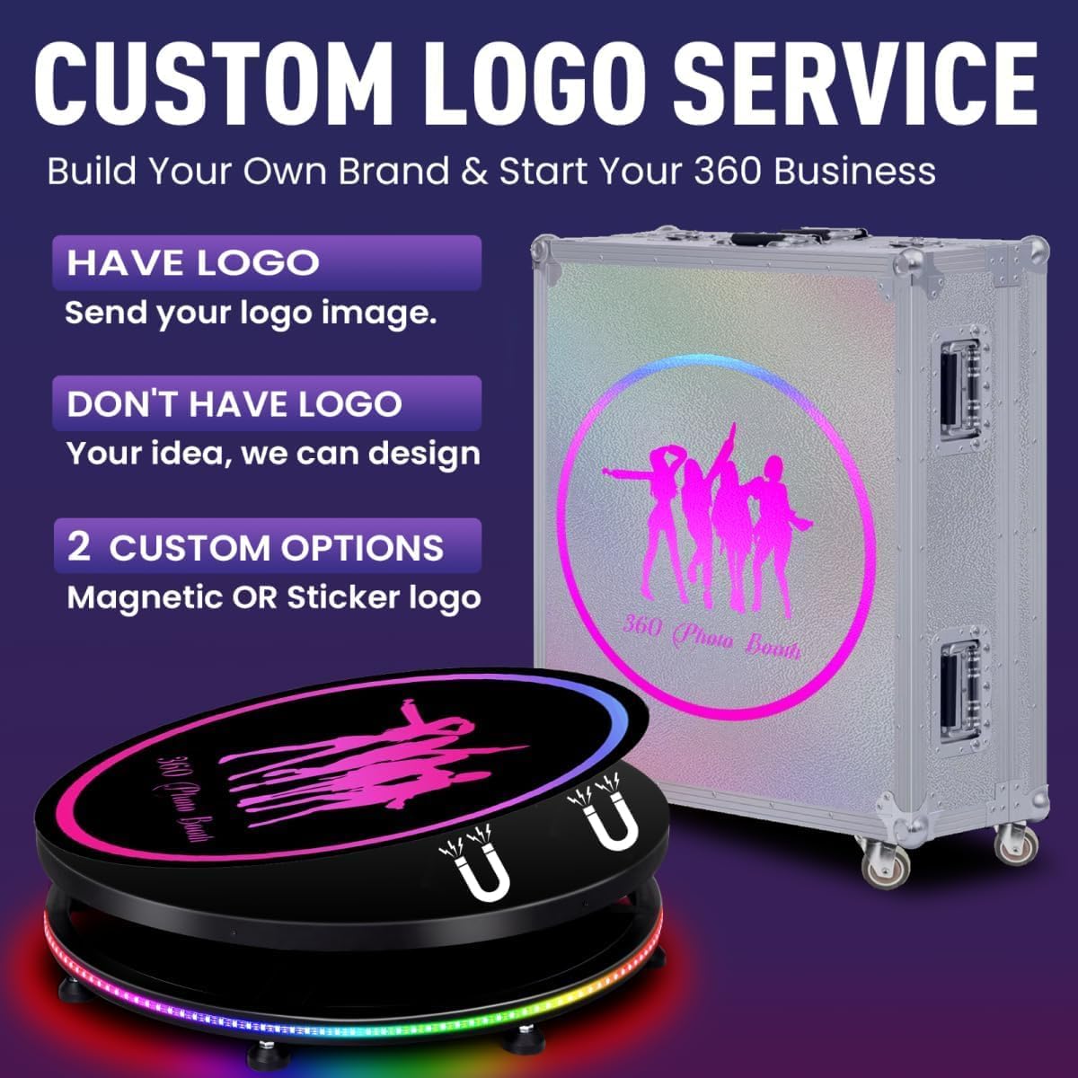 360 Photo Booth Machine with Flight Case & Red Carpet for Parties,360 Slow Motion Camera Booth with Custom Magnetic Logo & Deluxe Suit,Control by APP or Remote,Flight Case(39.6 in)