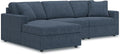 Signature Design by Ashley Modmax Contemporary L-Shaped Left-Arm Facing Modular Stain Resistant 3-Piece Sectional with Chaise, Reversible Cushions and 2 Accent Pillows, Blue