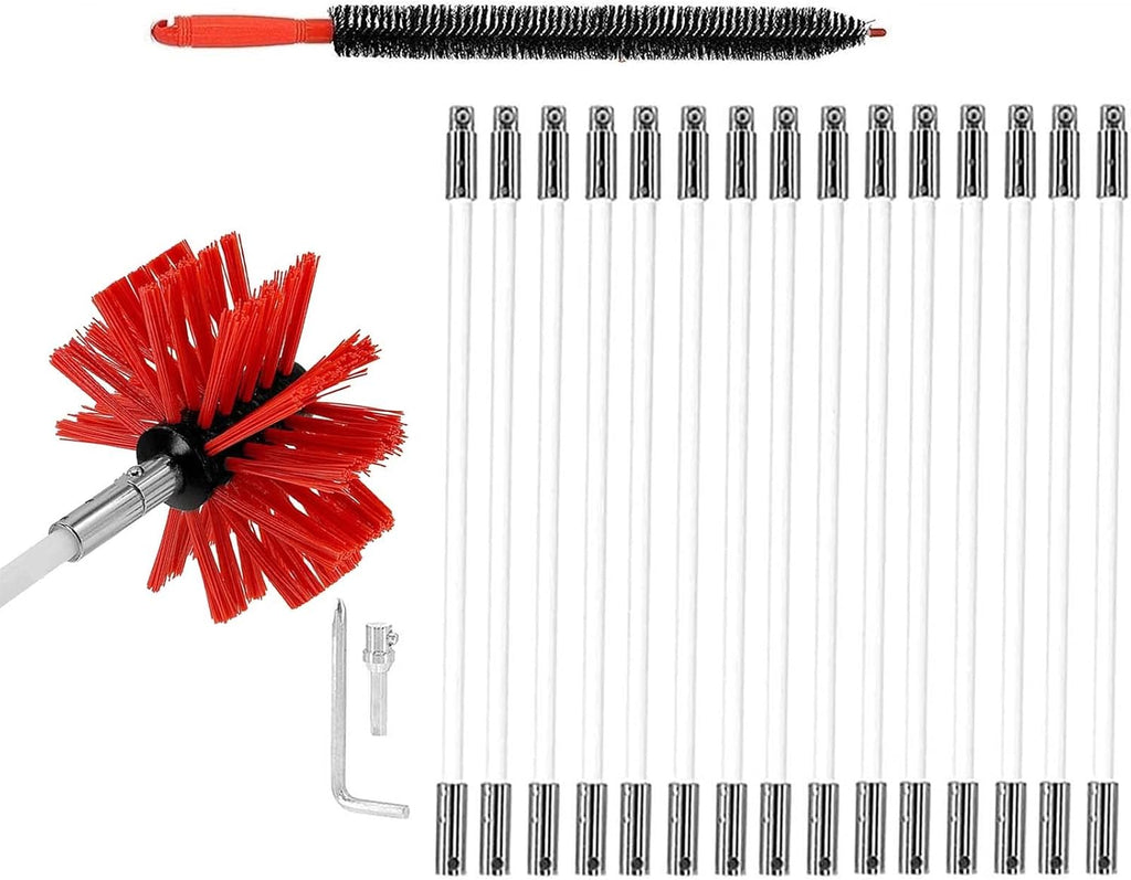 chimney sweep kit Chimney Sweep Kit , Chimney Dryer Duct Cleaner And Rods Kit Electrical Rotary Drill Drive Sweeping Cleaning Tool, Used With Or Without A Power Drill,410 Mm,12 Rods ( Color : 15 Rods
