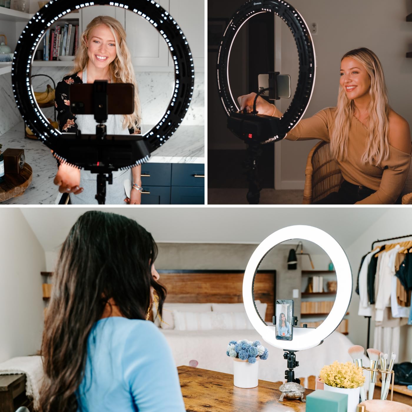 Lume Cube LED Ring Light for Videos, Selfies, Live Streaming |18' Circle Light with Stand, Phone Holder, and Camera Mount | Portable + 6.5 ft Tripod Stand and Travel Case | Battery Not Included