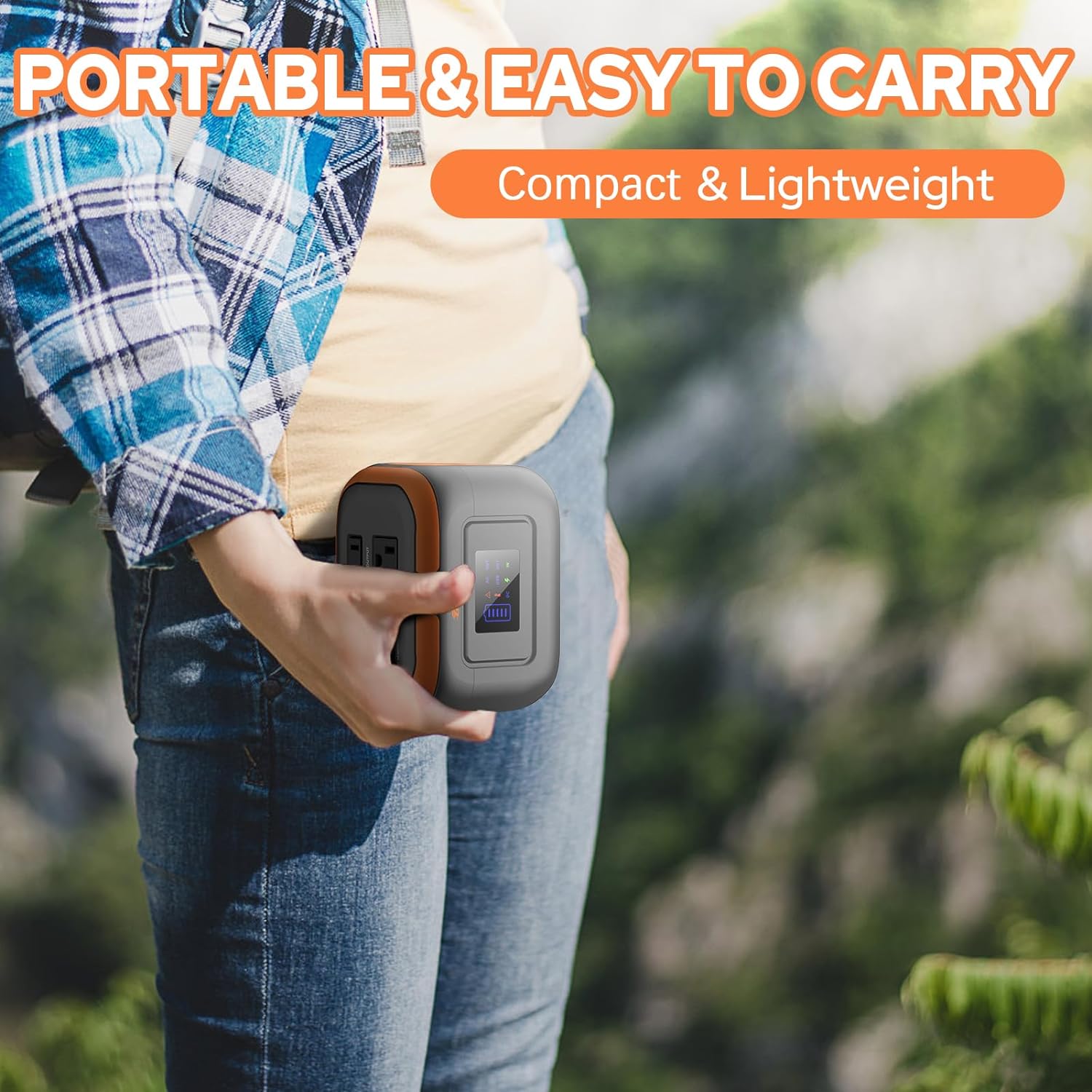 300W Portable Solar Power Station Generator with Foldable 60W Solar Panel Charger, 120W 110V Portable Power Bank with AC Outlet for Camping RV Van Home Outdoor Adventure Backup with USB C