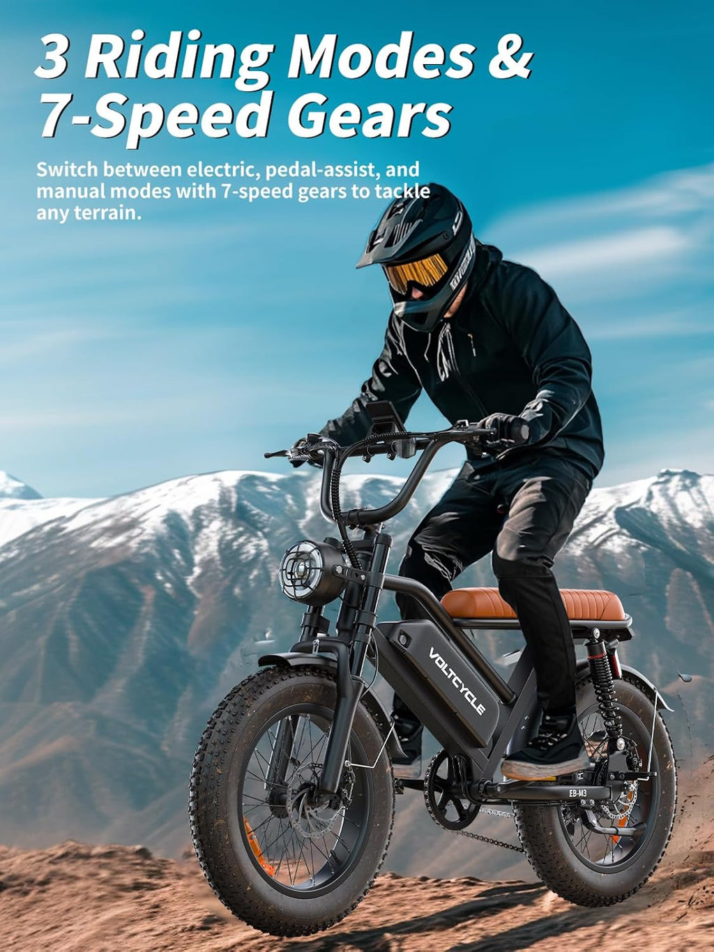 Electric Bike for Adults -1000W Peak Power Ebike, 28MPH, 48V 18.2Ah Removable Battery, 30-60 Mile Range, 20'' Fat Tire Electric Dirt Bikes, Electric Mountain Bicycles for All-Terrain