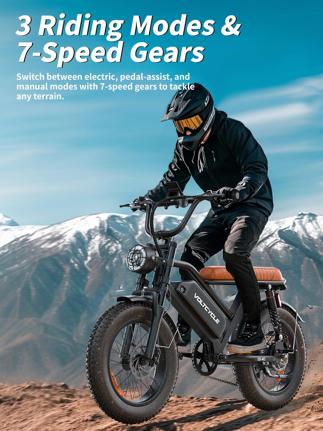 Electric Bike for Adults -1000W Peak Power Ebike, 28MPH, 48V 18.2Ah Removable Battery, 30-60 Mile Range, 20'' Fat Tire Electric Dirt Bikes, Electric Mountain Bicycles for All-Terrain