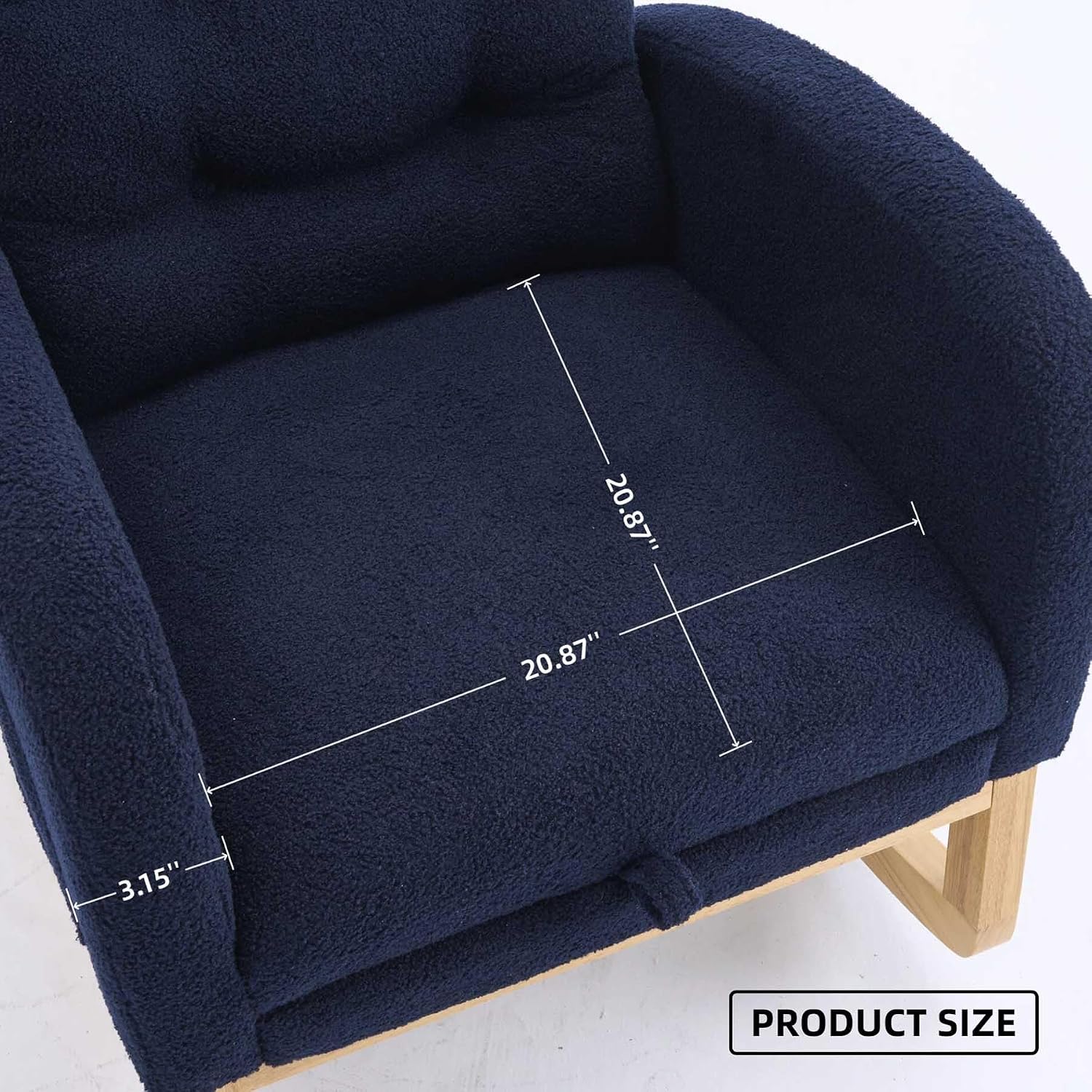 Nursery Rocking Chair with Foot Rest & Side Pocket, 300lbs Capacity, Rocking Chairs with High Backrest, Suitable for Living Room Bedroom, Comfort (Blue)