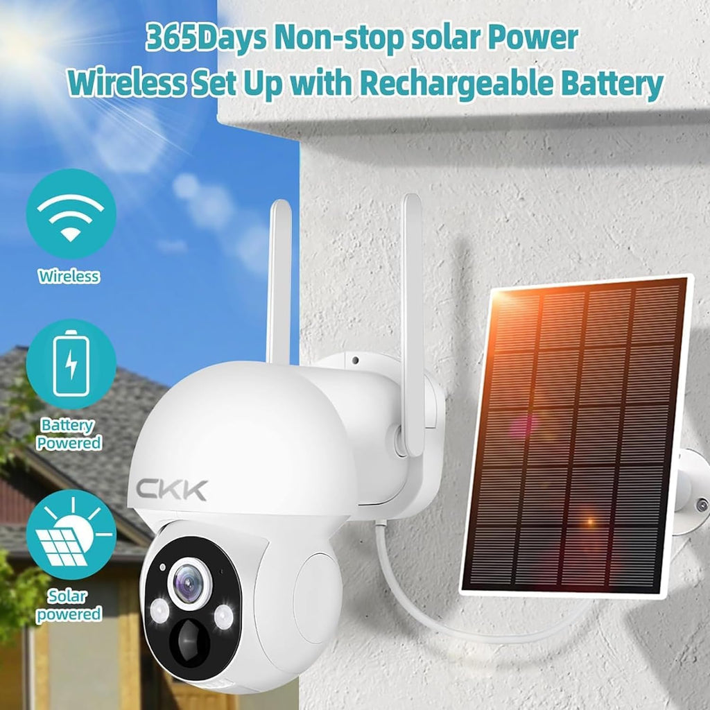 2.5K Home Security Solar Cameras Wireless System,4 Cameras Kit with Solar Battery Powered, 360° WiFi Camera with PIR,2-Way Audio, Spotlight Camera, 128G Local Storage,99% New-Showpiece
