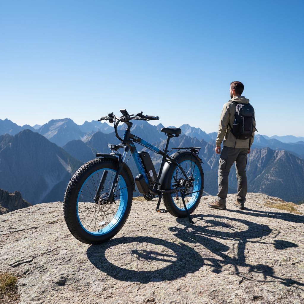 Electric Bike for Adults, 2000W Peak High Torque Motor, 48V 15Ah Removable Battery, 28MPH Max Speed, 26' Fat Tire, Dual Disc Brakes, Perfect for Mountain Hilly Commute & Outdoor Adventure