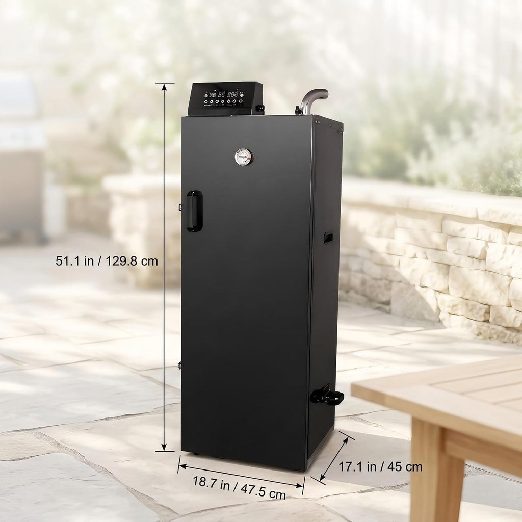 CLIVIA 8-Layer Electric Smoker with Side Wood Chip Loader, 1600W Vertical Digital BBQ Smoker Oven, 0-24H Timer & 86-257°F Temp Control, Large Capacity Meat Smoker for Jerky, Sausage, Fish (DSH-S45E)