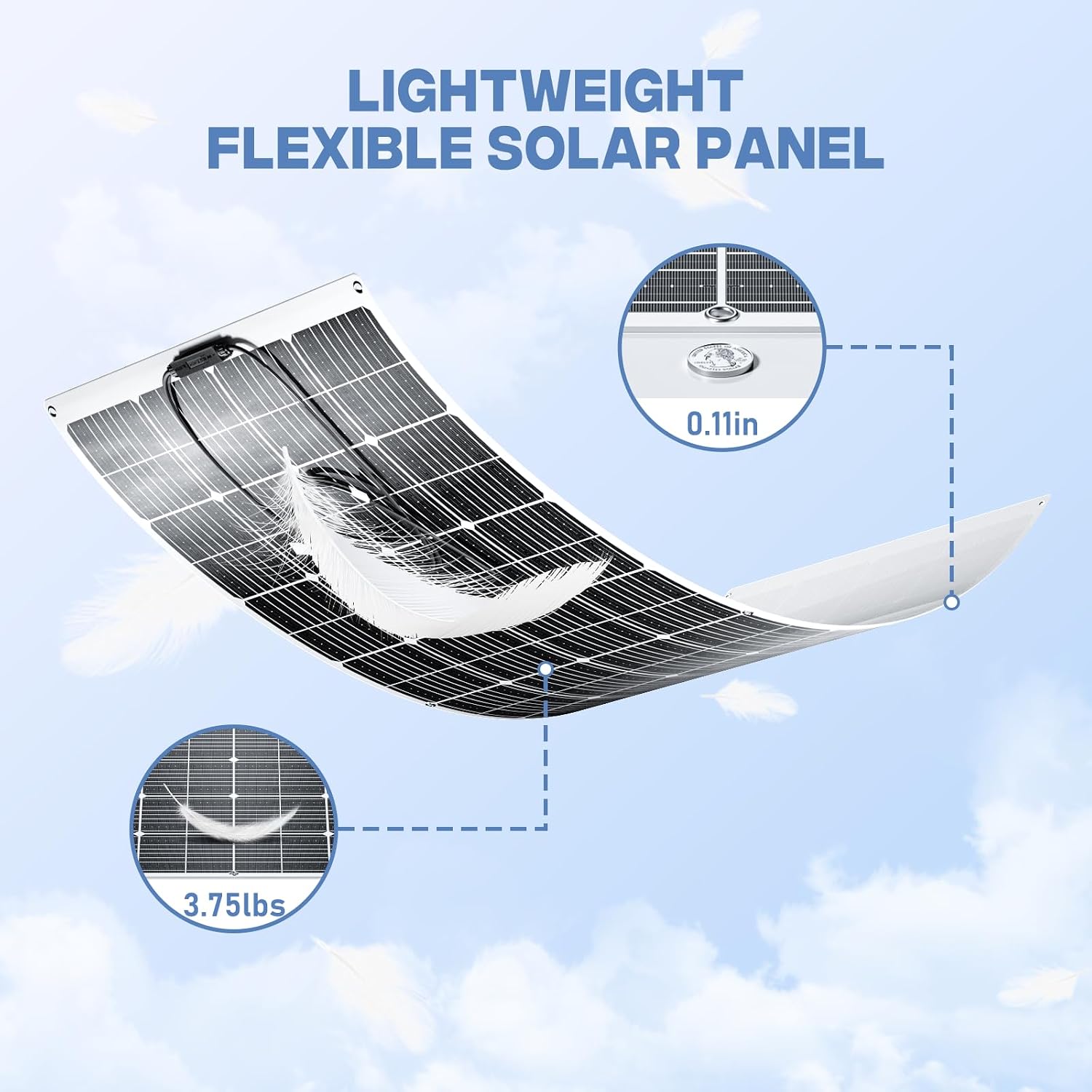 300W Flexible Solar Panel 23.5% High Efficiency 300 Watt Solar Panels Monocrystalline IP68 Waterproof Lightweight Bendable for RV, Camping, Boat, Roof Off-Grid (300w*2)