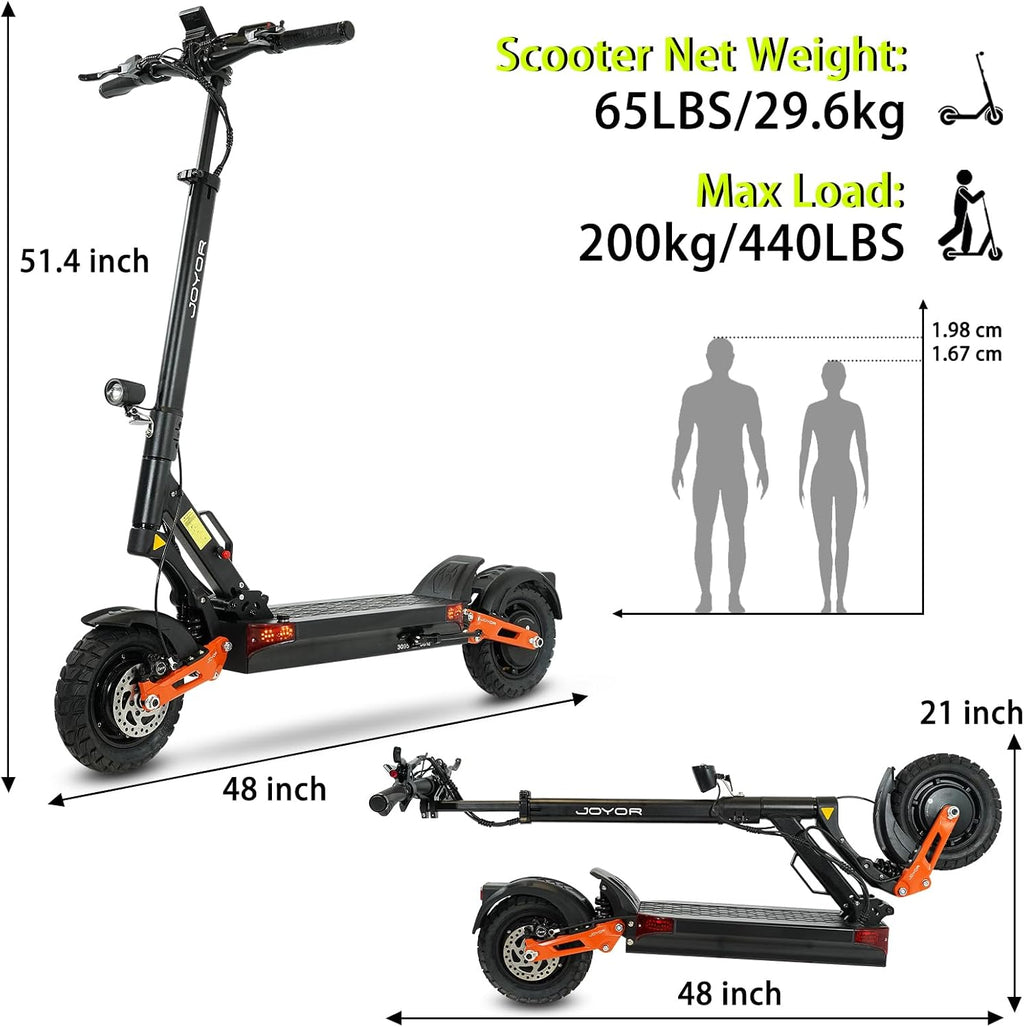 Electric Scooter Adults 1600/4000/6000W Motor 50 Miles Long Range & 40/45/50 MPH Top Speed 10' Off Road Tire Folding E-Scooter 60V/48V 20.8AH Battery Kick Scooter with Detachable Seat for Commuter