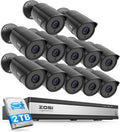 ZOSI 16CH 3K Lite Security Camera System with Audio, AI Human/Vehicle Detection, Night Vision, 12 x 1080P Metal Weatherproof Wired Cameras, 16 Channel Surveillance DVR with 2TB HDD for 24/7 Recording