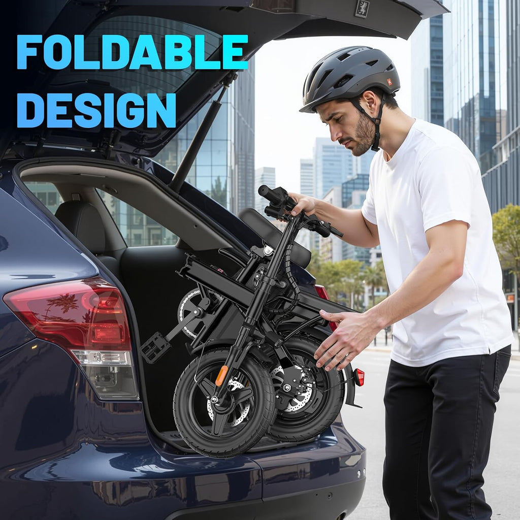 REOCRO Folding Electric Bike for Adults and Teens, 14' Mini E-Bike with 500W Motor, Foldable Ebike with 48V Removable Battery UL 2849 Certified, Commuter Electric Bicycle with 25-30 Miles PAS Range
