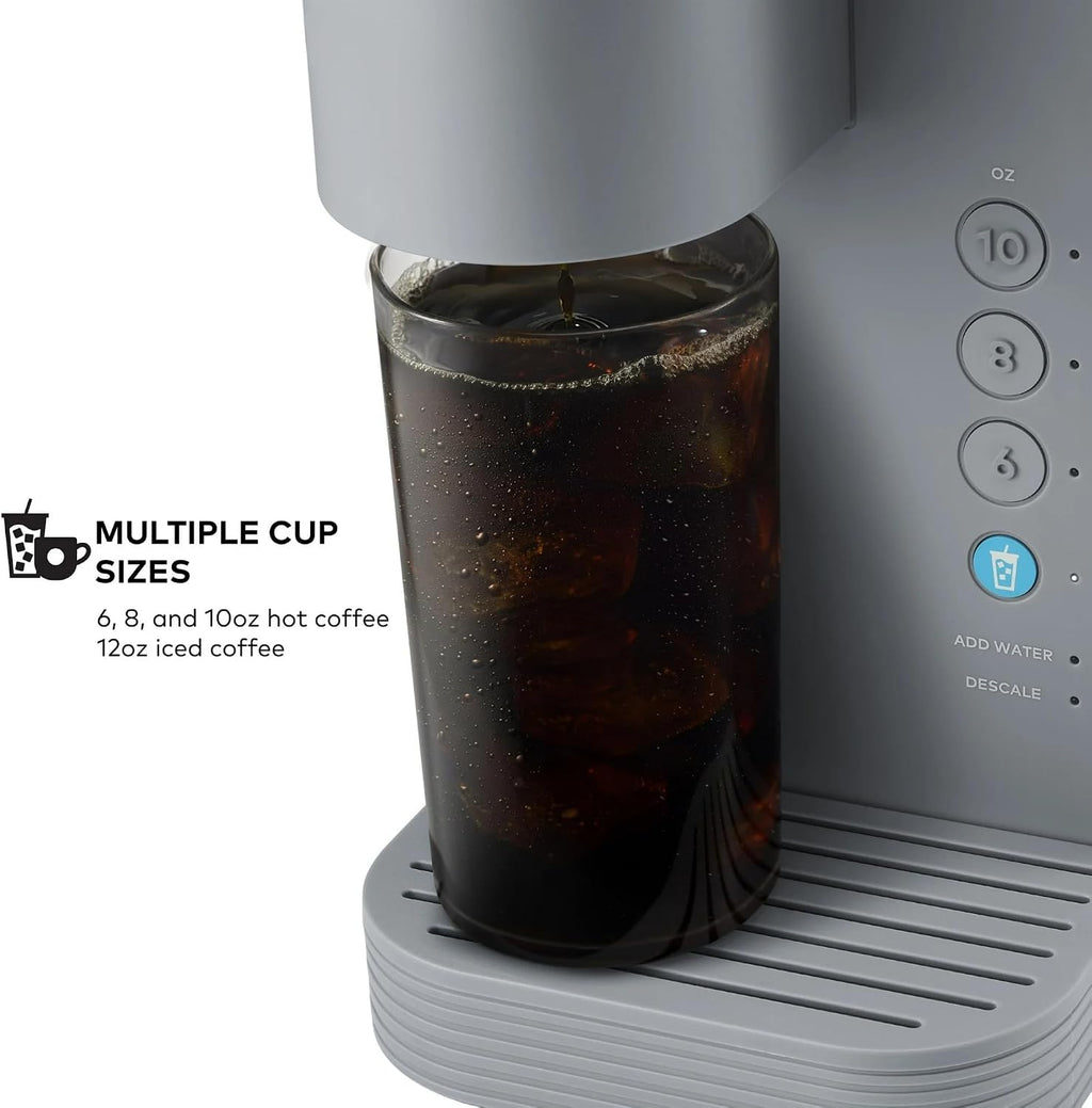 K-Iced Essentials Coffee Maker, Single-Serve KCup Pod Brewer with Removable Reservoir and Auto-Off, Energy Efficient, Includes K Iced Tumbler, Compact, Arctic Gray