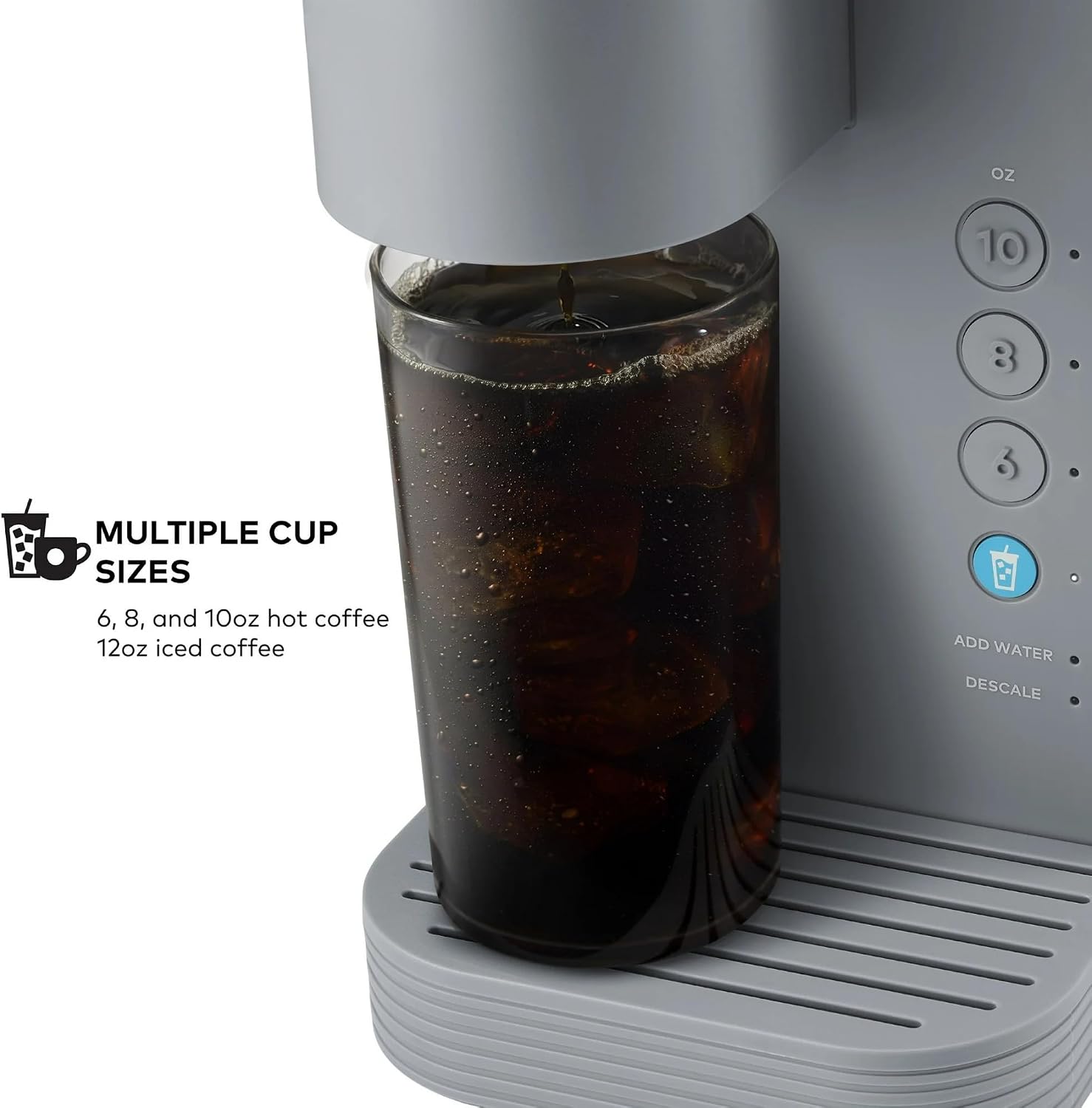 K-Iced Essentials Coffee Maker, Single-Serve KCup Pod Brewer with Removable Reservoir and Auto-Off, Energy Efficient, Includes K Iced Tumbler, Compact, Arctic Gray