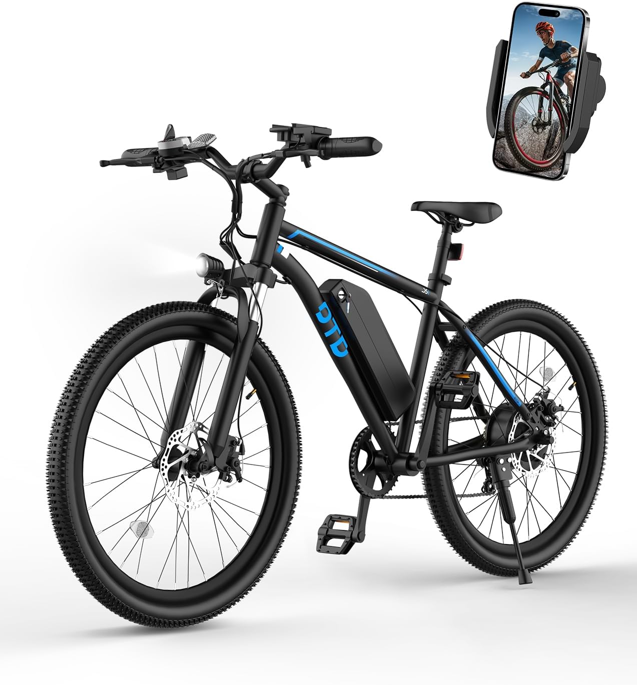 Electric Bike For Adults 1200W Peak Lightweight Mountain Ebikes,28MPH 26'x2.1' Fast Electric Bicycles,90 Miles PAS Long Range,48V 624Wh Removable Battery,7-Speed E-Bicycles with Mobile Phone Holder