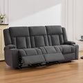 Recliner Sofa with Cup Holders, 3-Seater Fabric Reclining Couch, Manual Recliner Wall Hugger for Living Room, Home Theater, Small Spaces (Dark Gray)