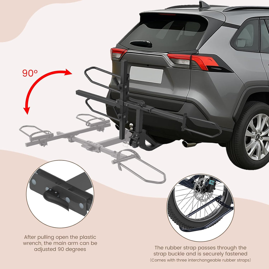 H&ZT Fat Tire Trike Carrier Rack for SUV Truck RV, Heavy-Duty Foldable Bike Carrier for 3-Wheel Bicycles, Fits 5' Wide Tires, Heavy Duty, Rear Platform Rack for Adult Tricycle