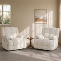 GINGO Power Oversized Recliner Chair Set of 2, Extra Wide Swivel Rocking Recliner Chair, Breathable Soft Fabric Modern Single Sofa for Living Room, Electric Adjustable Angle, USB & Type-C Port, White