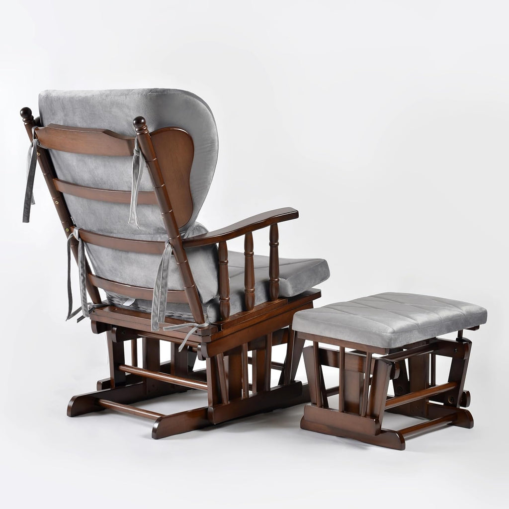 Comfort Deluxe Glider Chair and Ottoman Set (Silver)