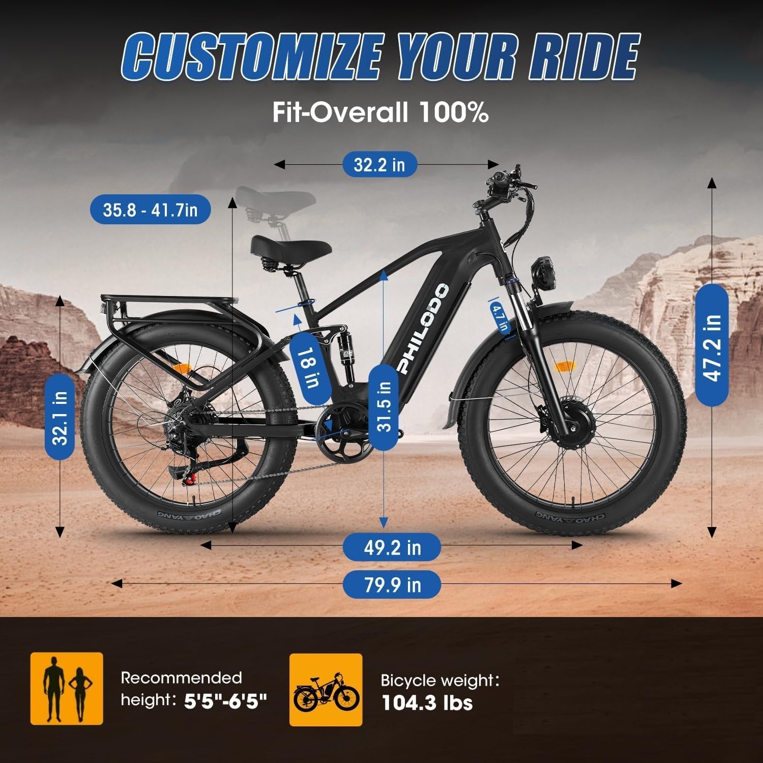 Falcon 60V 32AH Off-Road Electric Bike - 5000W Dual Motor Hunting Ebike, Fat Tire Full Suspension Dirt Bike for Adults, Long Range Snow/Sand Electric Bicycle