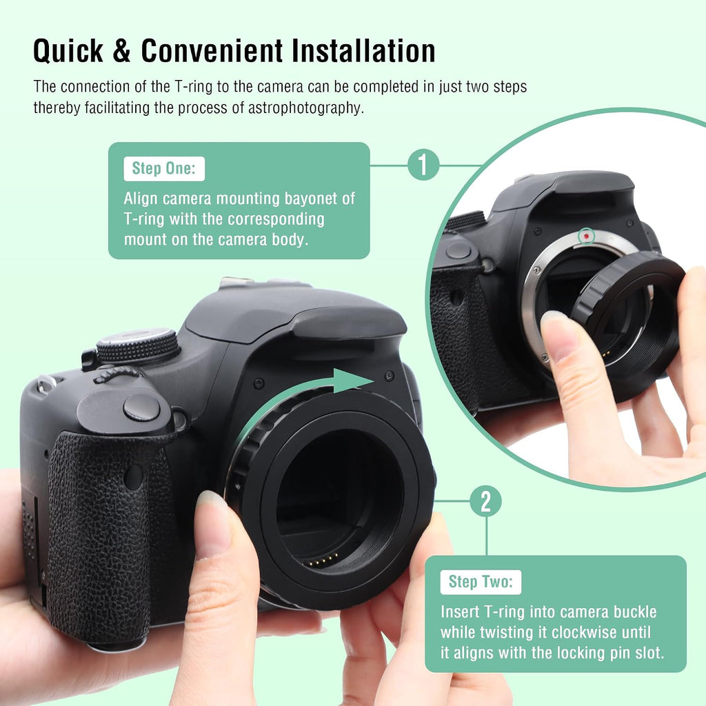 Astromania Metal T-Ring Adapter for 42mm Pentax-k Camera DSLR/SLR - Bundle with - 1.25 Inch Flip Mirror for Telescope