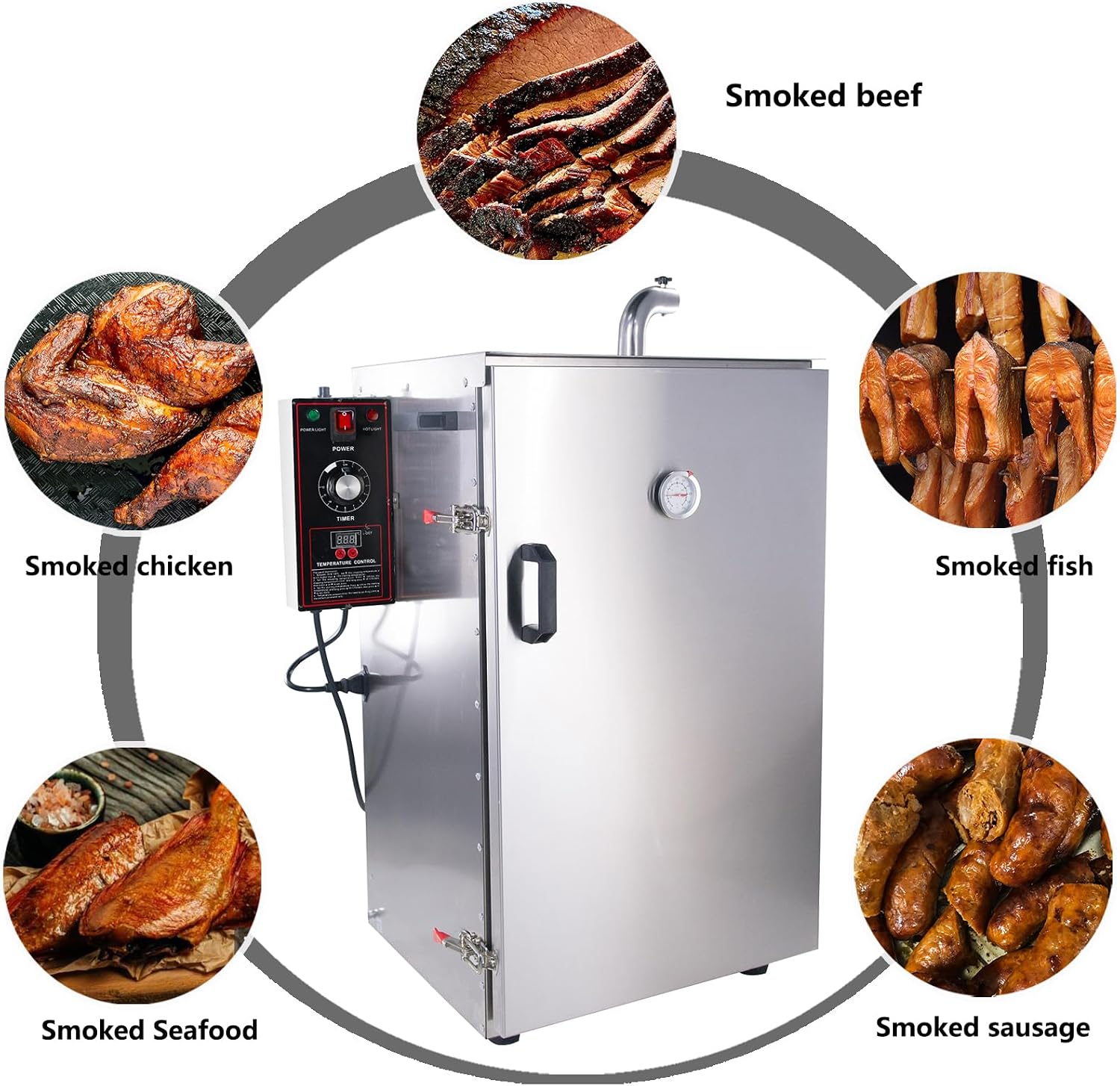 CLIVIA Electric Vertical BBQ Smoker, 4 Layers Outdoor Smoker Oven with Digital Temperature&Time Controller, Barbecue Cooking, Grilling Smoking for Fish, Sausage, Jerky (DSH-S20B)