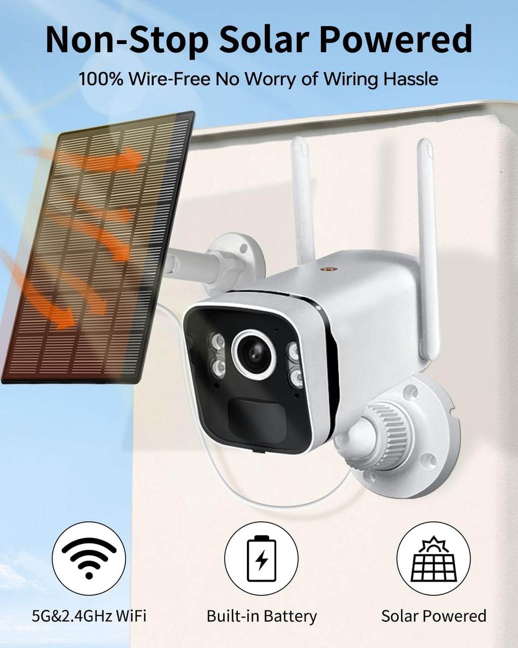 Solar Security Cameras Wireless Outdoor: 2.5K/4MP UHD Battery Solar Powered Home Security Wifi System with 10' LCD Monitor, 10CH NVR Color Night Vision Smart Motion Alert 2-Way Audio 64GB Storage