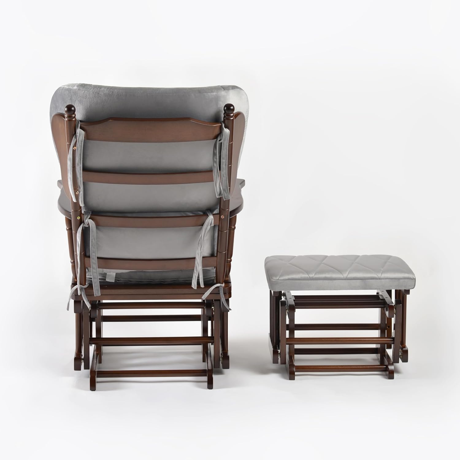 Comfort Deluxe Glider Chair and Ottoman Set (Silver)