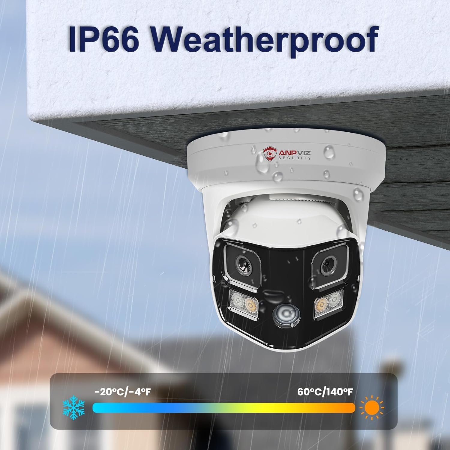 Anpviz 4K Dual Lens PoE IP Security Camera Outdoor 180 Degree Panoramic Wide Angle, 8MP PoE Camera with Smart Dual Light, Human/Vehicle Detection, Two Way Talk, 512GB SD Slot, Full Metal (U Series)