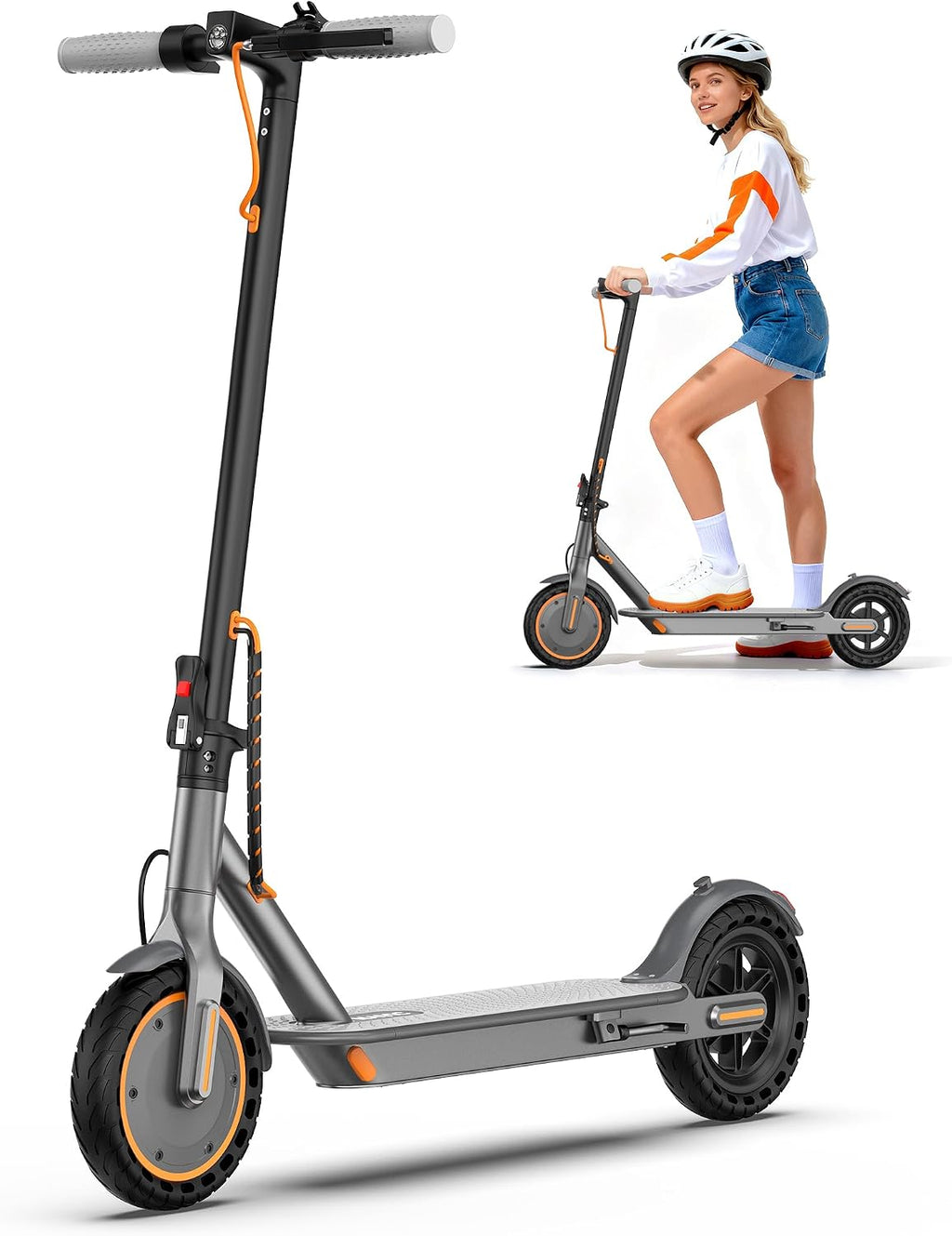 NAVIC Electric Scooter with Dual Suspension, 8.5'/10' Tires, 350W/500W Motor, 19/22 Mph, Max 22/25/27/49Miles Range, Foldable E Scooter for Adults with Braking, App Control