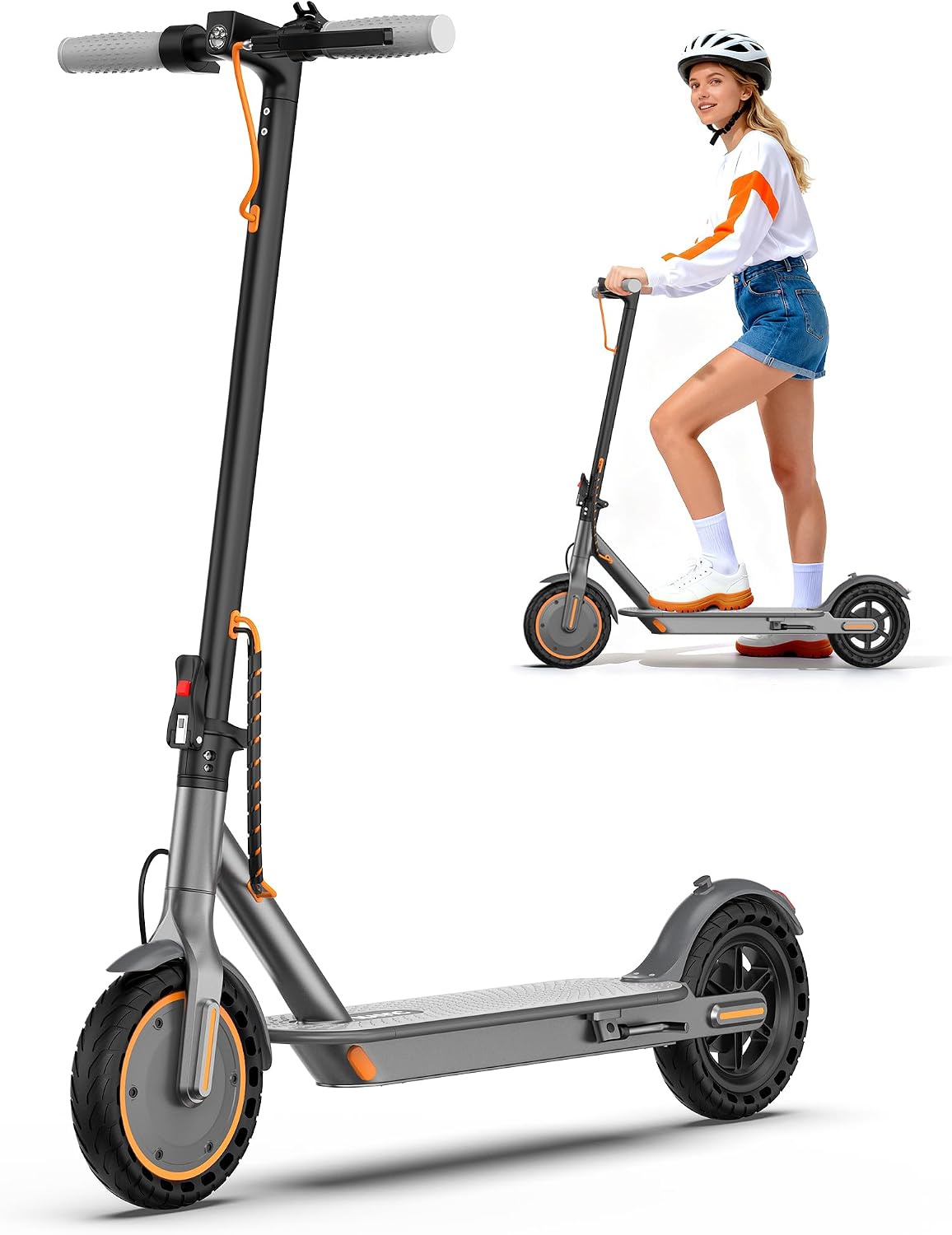 NAVIC Electric Scooter with Dual Suspension, 8.5'/10' Tires, 350W/500W Motor, 19/22 Mph, Max 22/25/27/49Miles Range, Foldable E Scooter for Adults with Braking, App Control