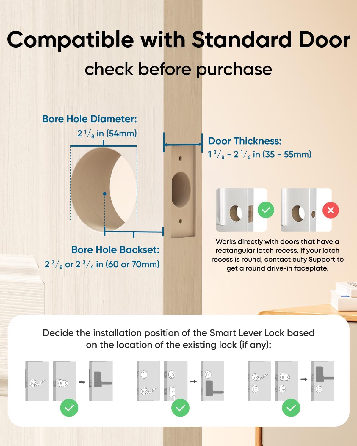 eufy Security Smart Lock C33, Keypad Door Lock with Handle, Fingerprint Door Knob, Keyless Entry Door Lock for Front Door and Bedrooms, Electronic Deadbolt, Wi-Fi, App Control, IP53 Waterproof, Black
