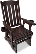 Fortune Candy Wooden Patio Glider for One Person, with High Back and Deep Contoured Seat, Solid Fir Wood, Heavy Duty 600 LBS (Deep Brown, 1-Seater)