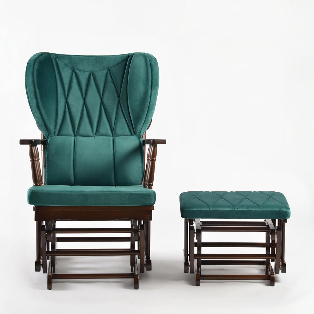 Comfort Deluxe Glider Chair and Ottoman Set (Green)