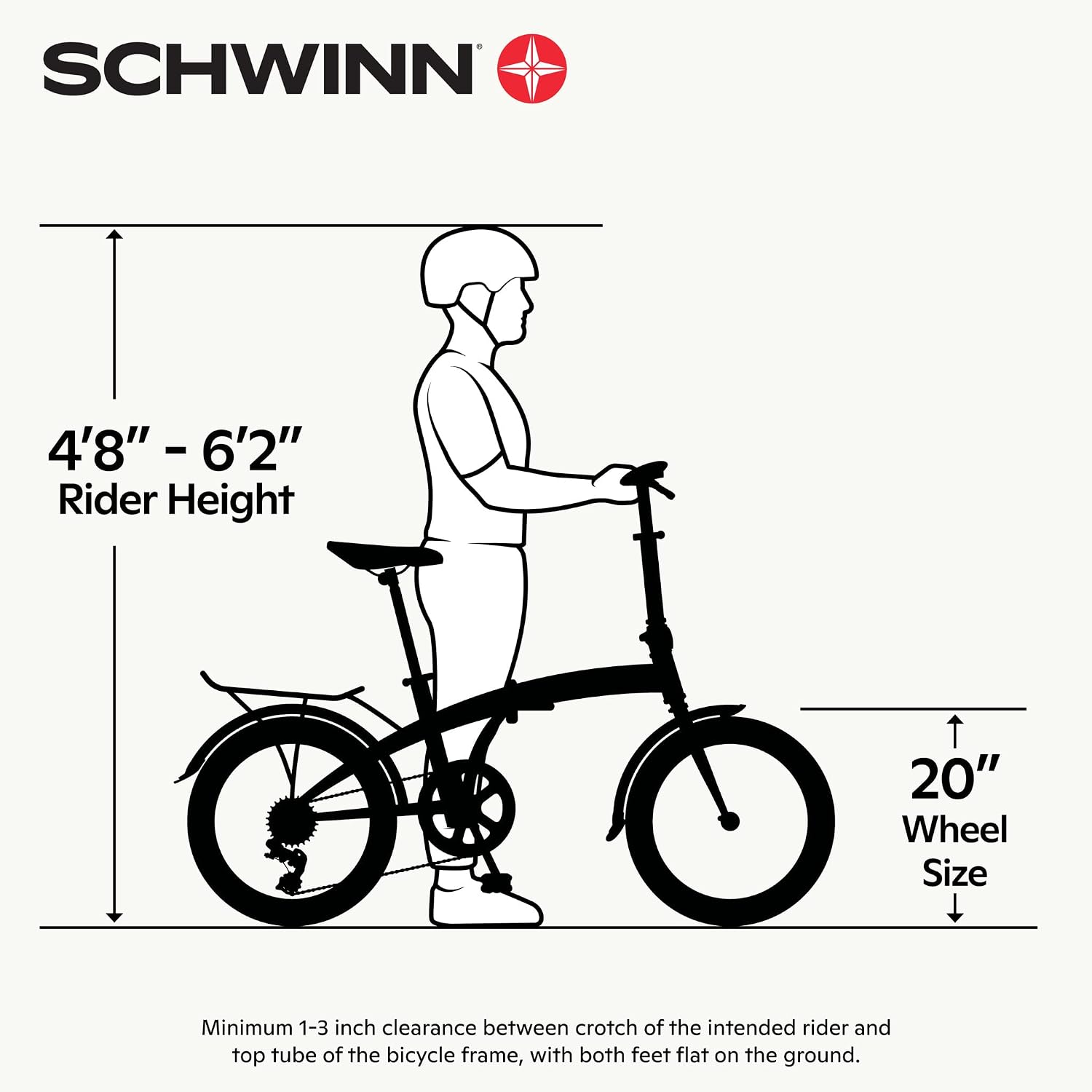 Schwinn Hinge Adult Folding Bike, 20-inch Wheels, Rear Carry Rack, Carrying Bag, Multiple Colors
