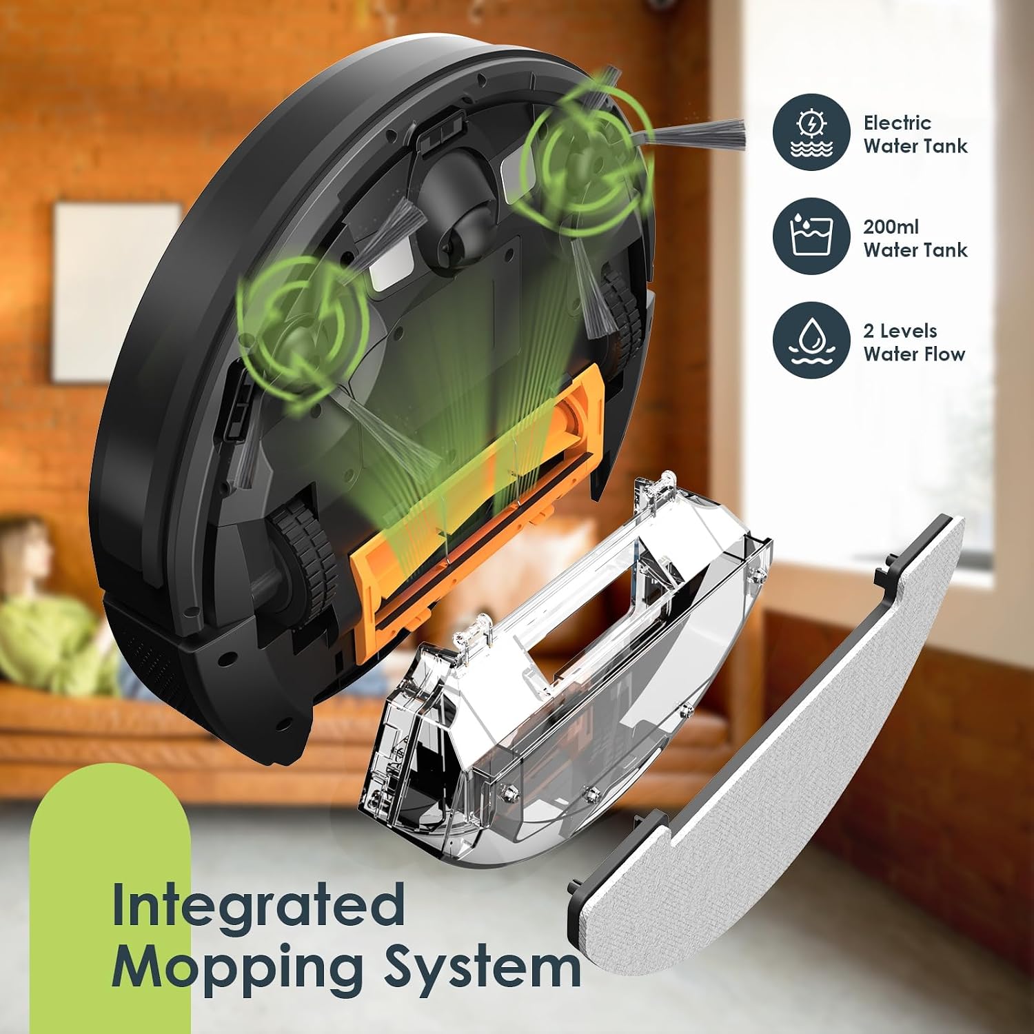 Robot Vacuum and Mop Combo, 2 in 1 Mopping Robotic Vacuum with Schedule, App/Bluetooth/Voice, Max Suction 3200Pa, Self-Charging Robot Vacuum Cleaner, Slim, Ideal for Pet Hair, Carpet, Hard Floor