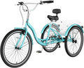 Slsy Adult Tricycle 7 Speed, 20/24/26 Inch Step-Through 3 Wheel Bike for Adults with Large Shopping Basket, 350 lb Capacity Adult Trike for Seniors, Women and Men