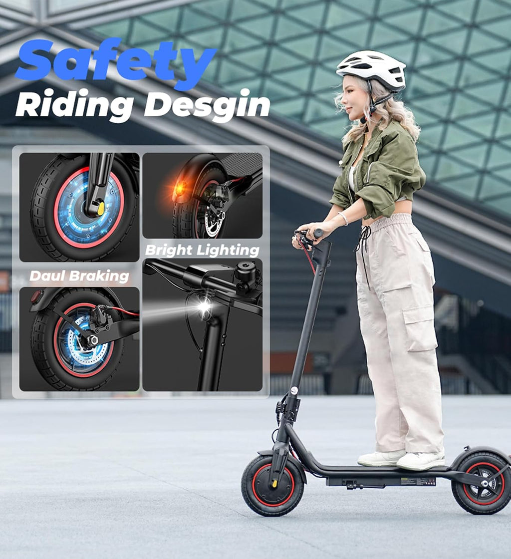 Electric Scooter, 23 Miles, 22 MPH Top Speed Electric Scooter for Adults, 500W Powerful Motor,10'/8.5' Pneumatic Tires Commuting Scooter, Foldable Escooter for Commuting & Campus Use