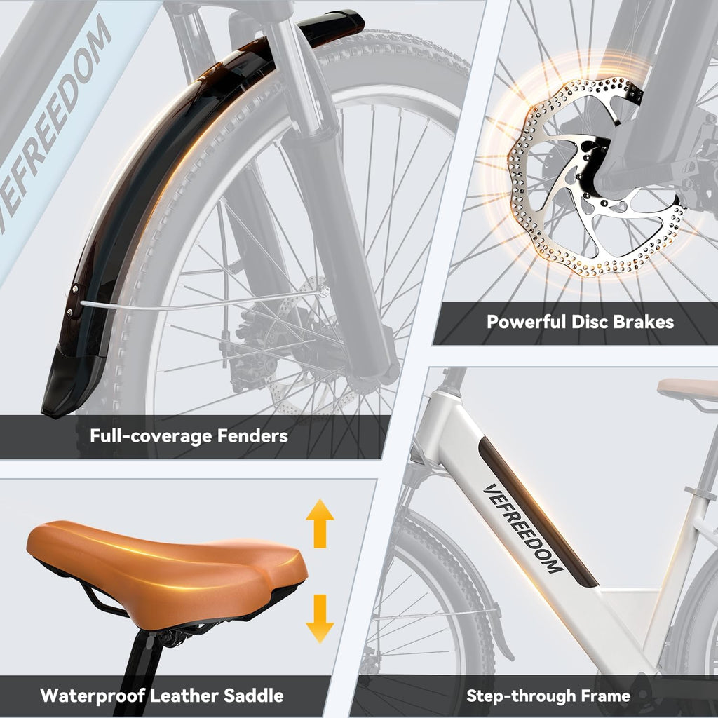 Electric Bike for Adults 1000W 1500W Peak Motor 15AH 20AH Removable Battery 70Miles 80Miles UL 2849 Certified Electric Commuter Bike Front Suspension Ebike