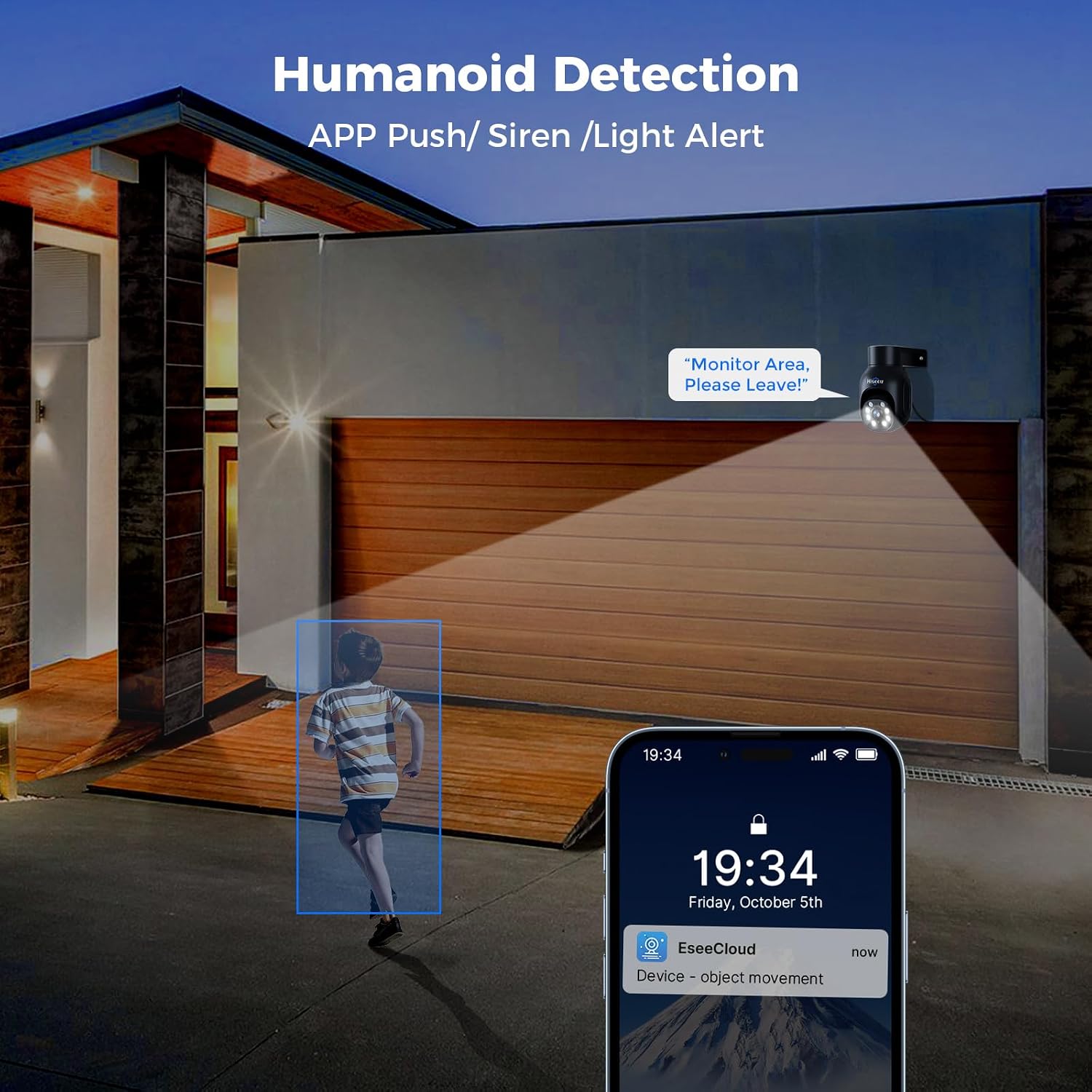 Hiseeu Wireless Security Camera System,All-in-One with 15' LCD Monitor 16CH NVR 4PCS 5MP PTZ Outdoor Camera,3TB HDD Storage, 2-Way Audio, Color Night Vision, Motion Alert,2.4Ghz WiFi