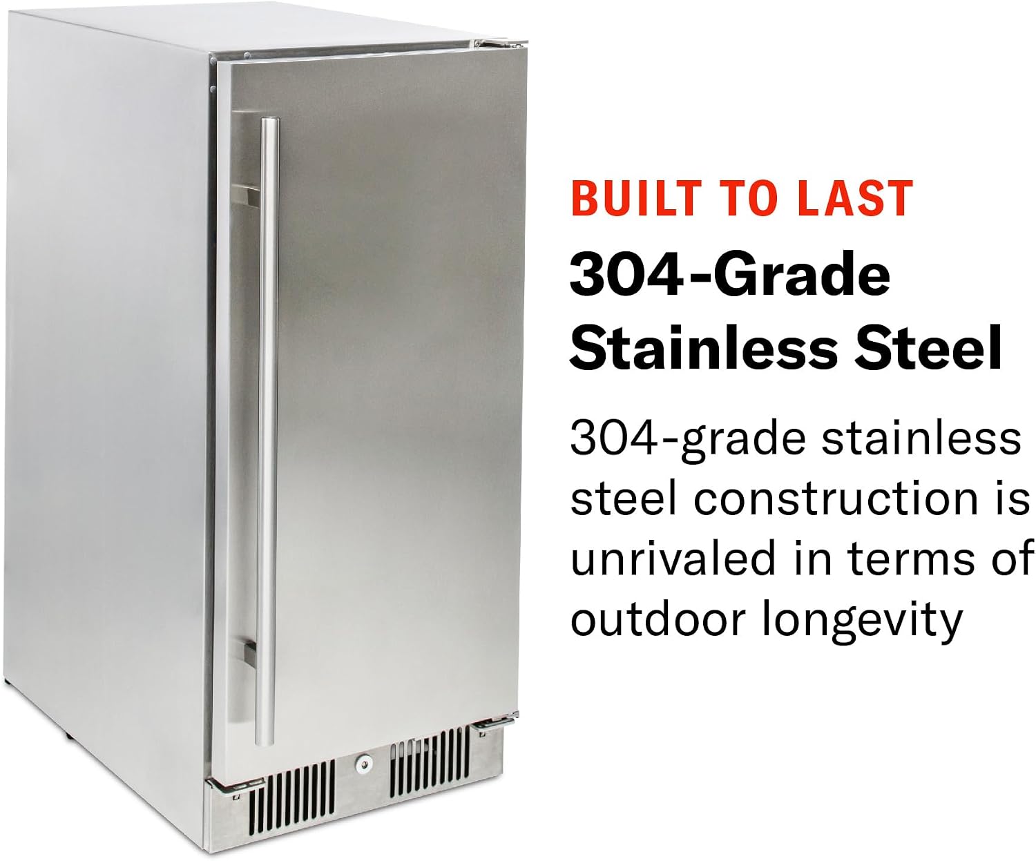 Blaze 15-Inch Outdoor Rated Compact Refrigerator | 3.2 Cu. Ft. Stainless Steel Fridge with Reversible Door & Adjustable Shelves | UL Certified for Outdoor Use | BLZ-SSRF-15