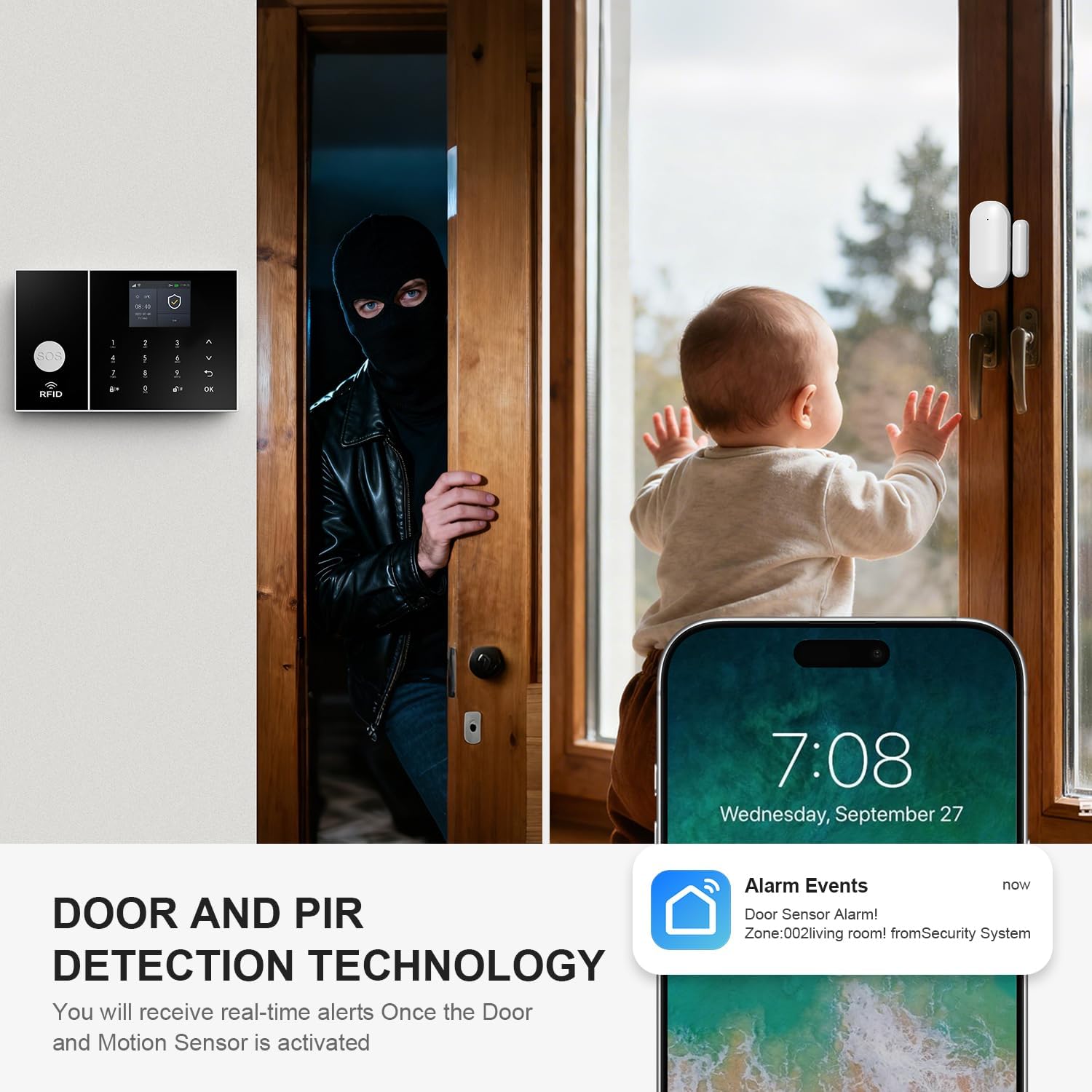 LWOHSI Wireless Alarm System for Home Security,DIY Door and Motion Sensors,3MP HD Security Camera,WiFi+GSM 4G/Tuya Phone APP Real-Time Alert,Compatible with Alexa and Google,No Monthly Fee