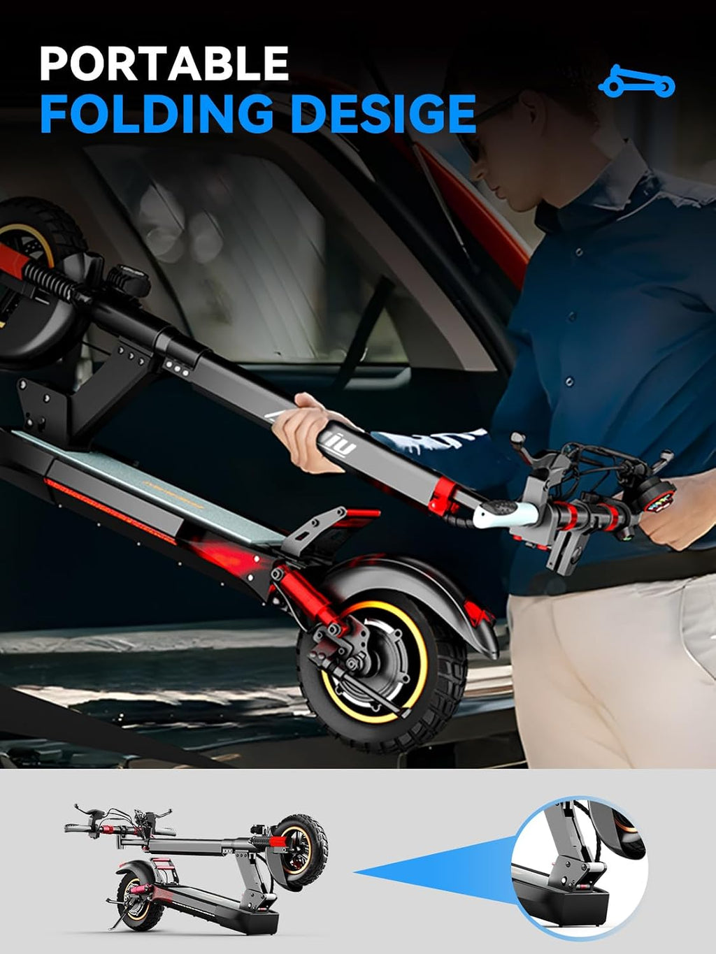 AONIU M4 Electric Scooter For Adults With Seat Off Road Escooter Fast 25-30mph E Scooter 300 Lbs+ Heavy Duty Electric Scooters Long Range 31 Miles All Terrain Foldable For Teens Commuting