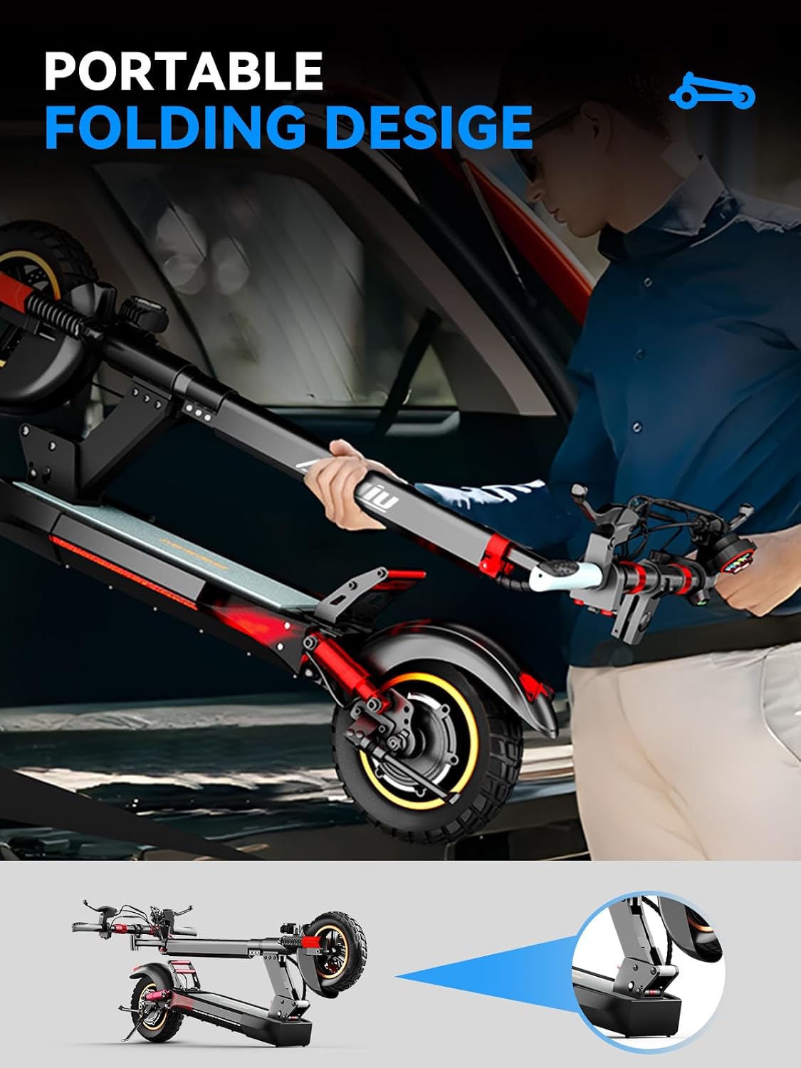 AONIU M4 Electric Scooter For Adults With Seat Off Road Escooter Fast 25-30mph E Scooter 300 Lbs+ Heavy Duty Electric Scooters Long Range 31 Miles All Terrain Foldable For Teens Commuting