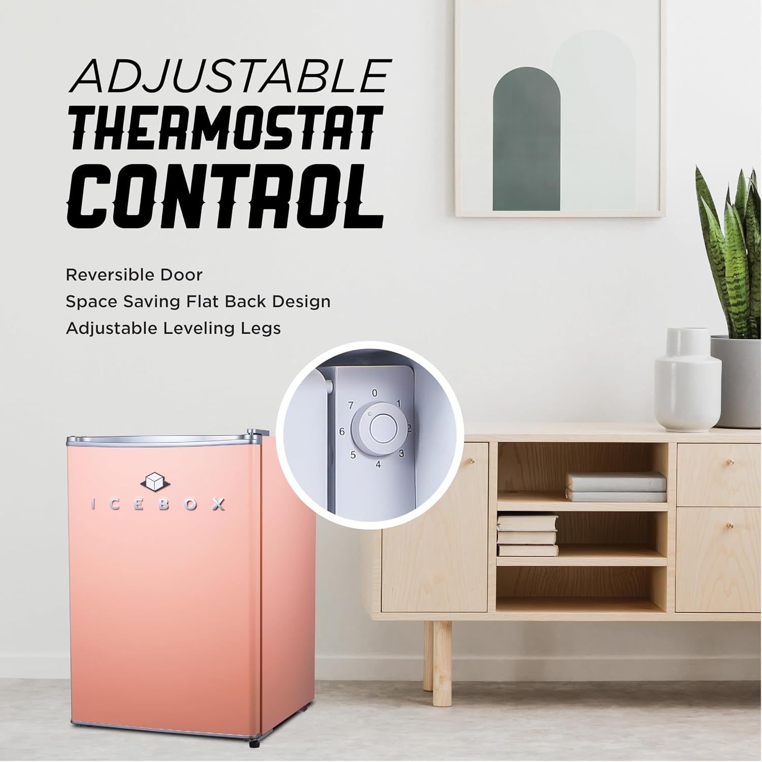 ICEBOX 2.5 Cu. Ft. Compact Refrigerator, ENERGY STAR Certified Small Refrigerator, Single Door Mini Fridge with Chiller Compartment, R600a Refrigerant, IBCR25BLS, Blush Red