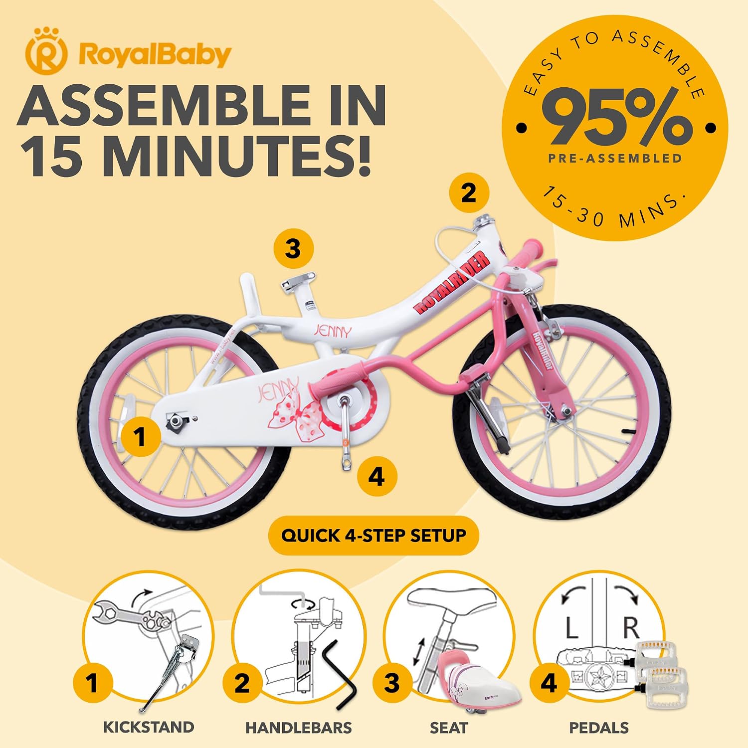 Royalbaby Princess Girls Kids Bike 12 14 16 18 20 Inch Children Bicycle with Basket for Age 3-12 Years