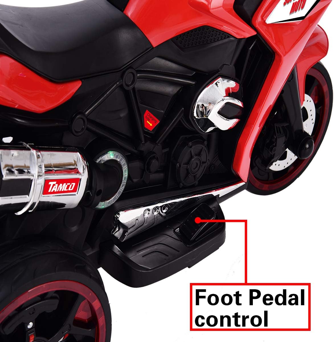 TAMCO Ride on Motorcycle for Kids, 3 Twinkling Wheels Electric Ride on Toy,12 V Kids Motorcycle (RED)