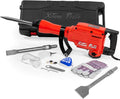 XtremepowerUS 2200W Demolition Electric Jack Hammer Chisel Heavy Duty DIY Demo Floor Scrap Cement Concrete Breaker Punch Drill Set Include (Point, Flat and Scraping Bit)