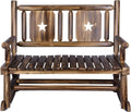 XCSOURCE Outdoor Rocking Bench, Wooden Double Outdoor Patio Rocker Chair for 2 Persons, Rustic Log Porch Bench for Farmhouse Decoration (Brown)