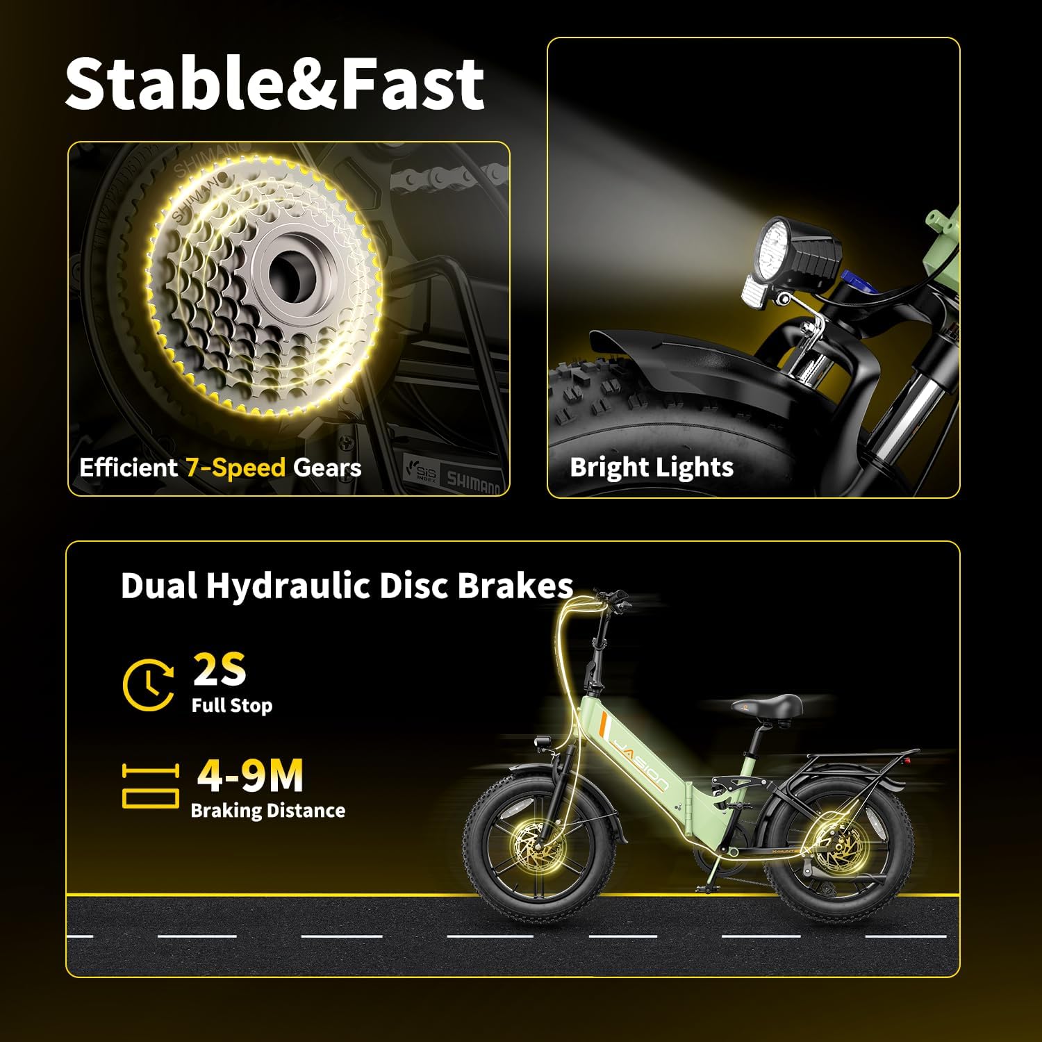 Jasion X Hunter ST 20' Electric Bike for Adults,Peak 1400W Motor,30MPH Max Speed Foldable Ebike,71 Miles Range Folding E Bicycles,624WH Battery,Hydraulic Disc Brakes,UL 2849 Certified